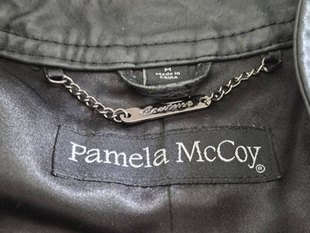 Pamela McCoy Genuine Leather Jacket Black Textured Moto Zip Women's M - Picture 12 of 15